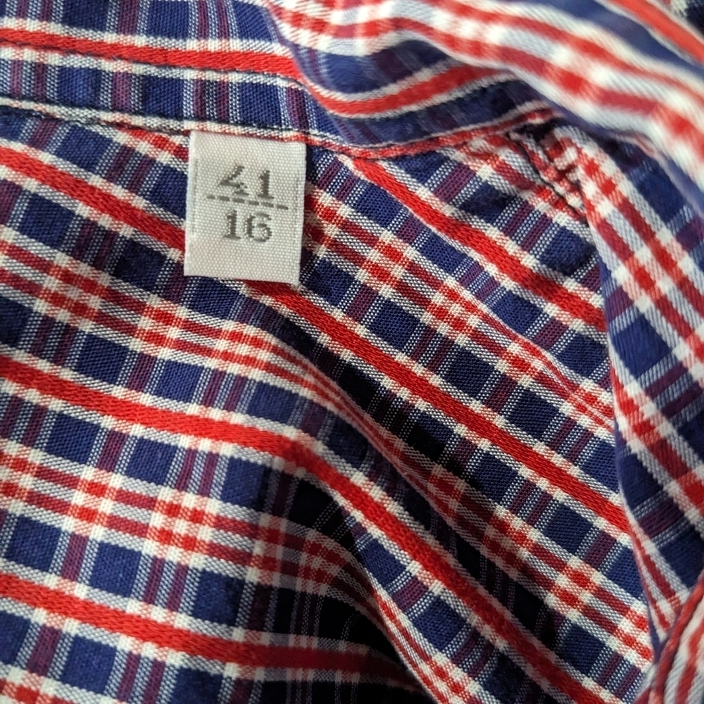 DANIELE ALESSANDRINI Plaid Short Sleeve Shirt Size 16 - Picture 10 of 10